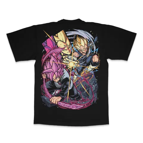 Goku Black vs Majin Vegeta heavyweight tee, back print